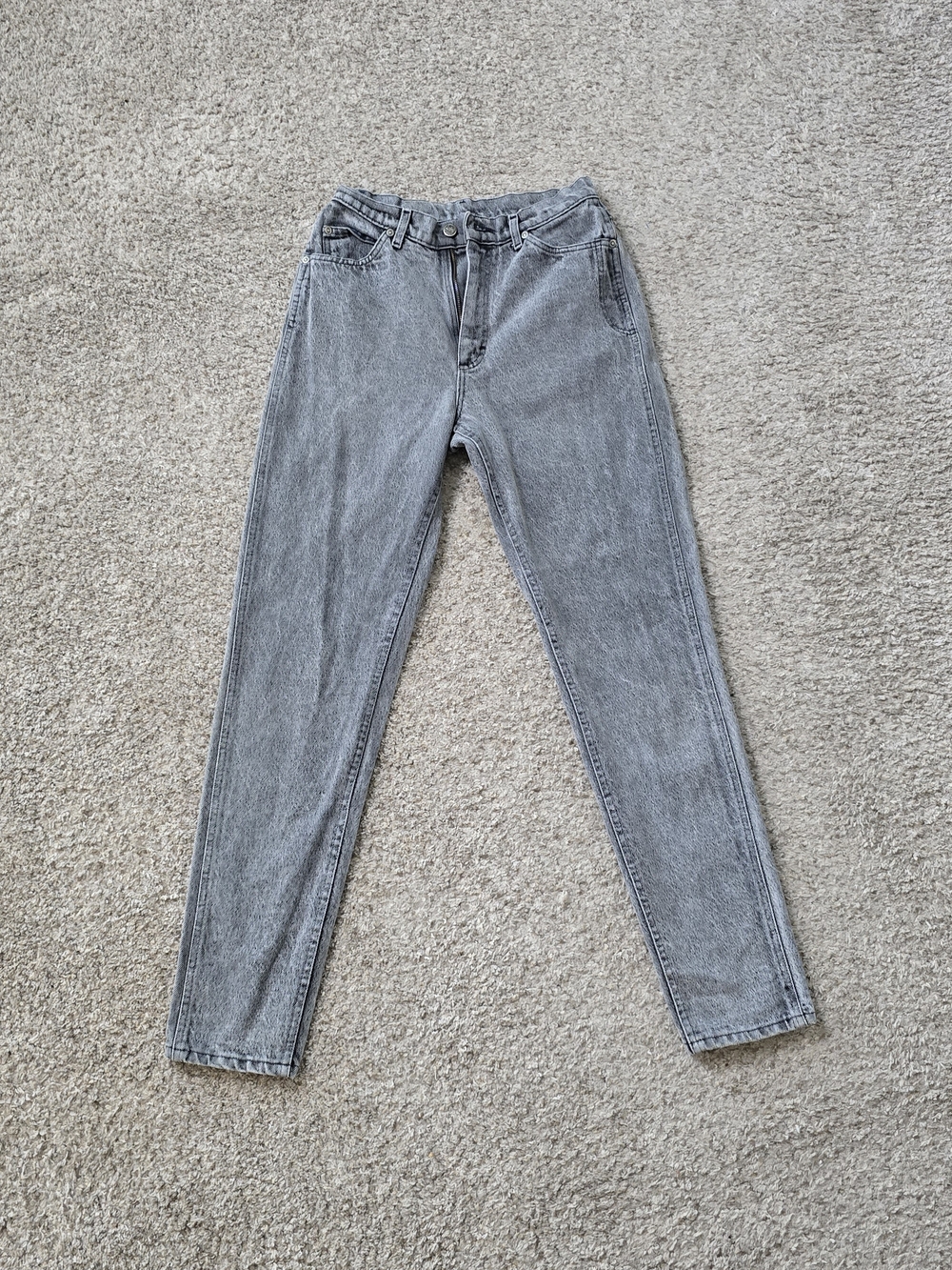 VTG Lee High Waisted Mom Jeans Gray Acid Wash Tapered 80s 90s USA Sz 11 Fits W27